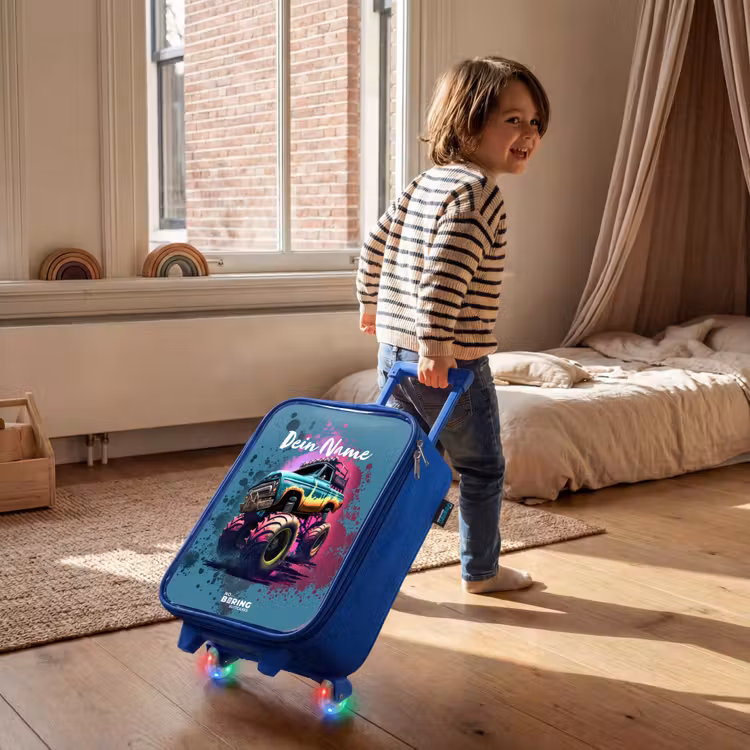 Kinderkoffer Blau - Monster-Räder — 2
