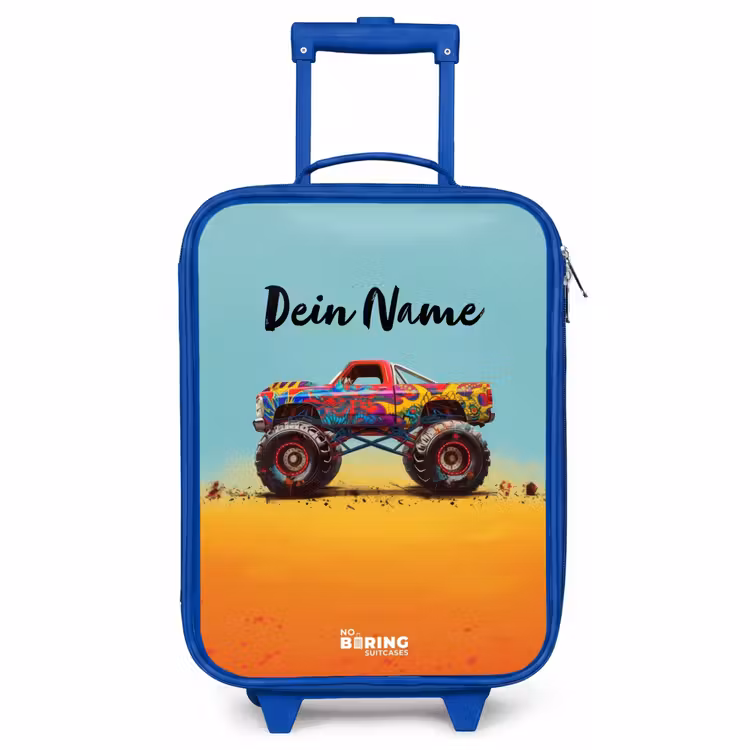 Kinderkoffer Blau - Monstertruck mit Graffitidruck im Sand — 1