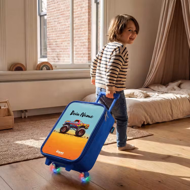 Kinderkoffer Blau - Monstertruck mit Graffitidruck im Sand — 2