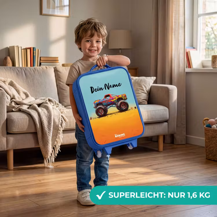 Kinderkoffer Blau - Monstertruck mit Graffitidruck im Sand — 3