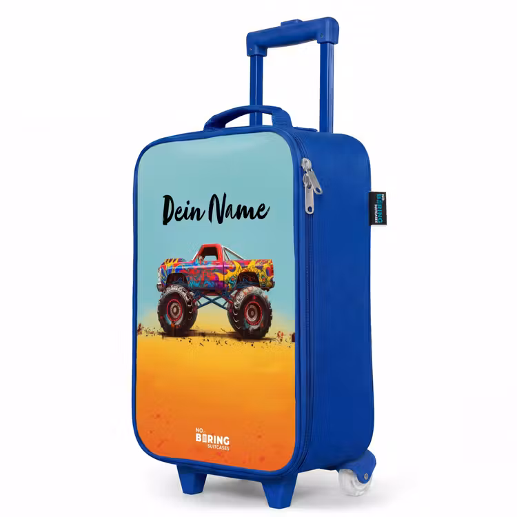 Kinderkoffer Blau - Monstertruck mit Graffitidruck im Sand — 8