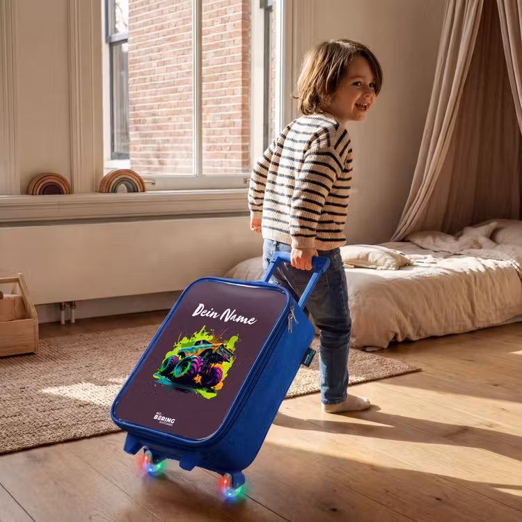 Kinderkoffer Blau - Neon-Räder — 2