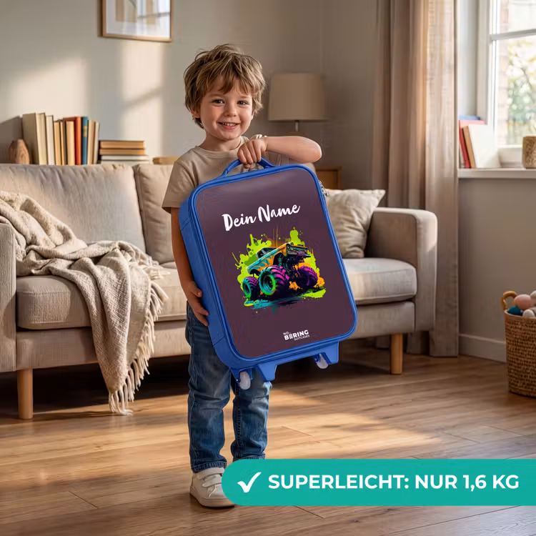 Kinderkoffer Blau - Neon-Räder — 3
