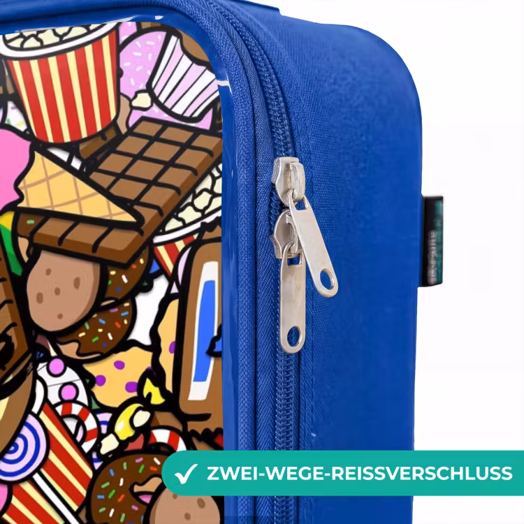 Kinderkoffer Blau - Überlaufendes Muster mit Leckereien — 5