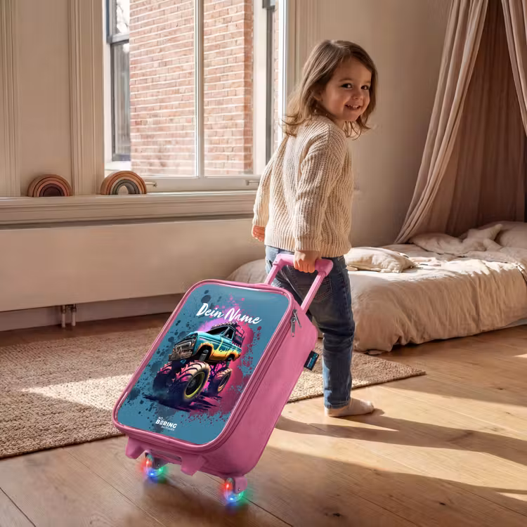 Kinderkoffer Rosa - Monster-Räder — 2