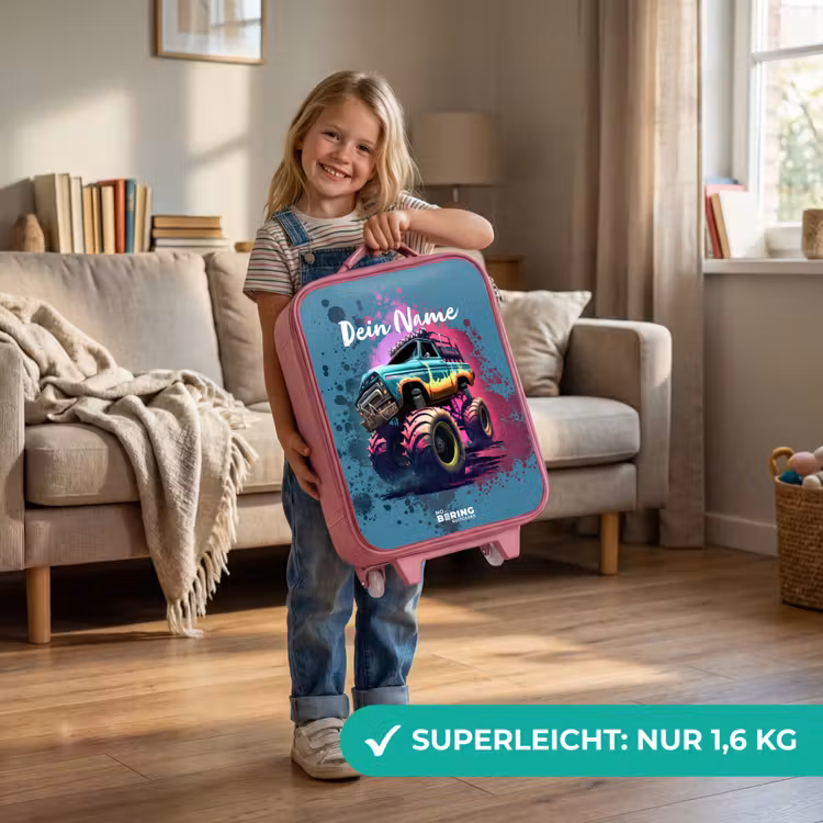 Kinderkoffer Rosa - Monster-Räder — 3