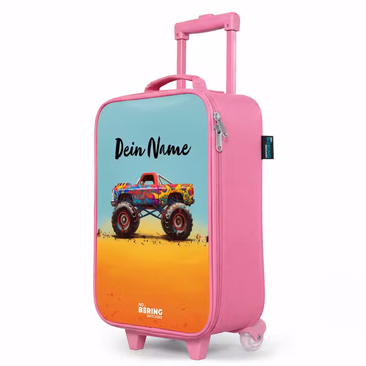 Kinderkoffer Rosa - Monstertruck mit Graffitidruck im Sand — 8