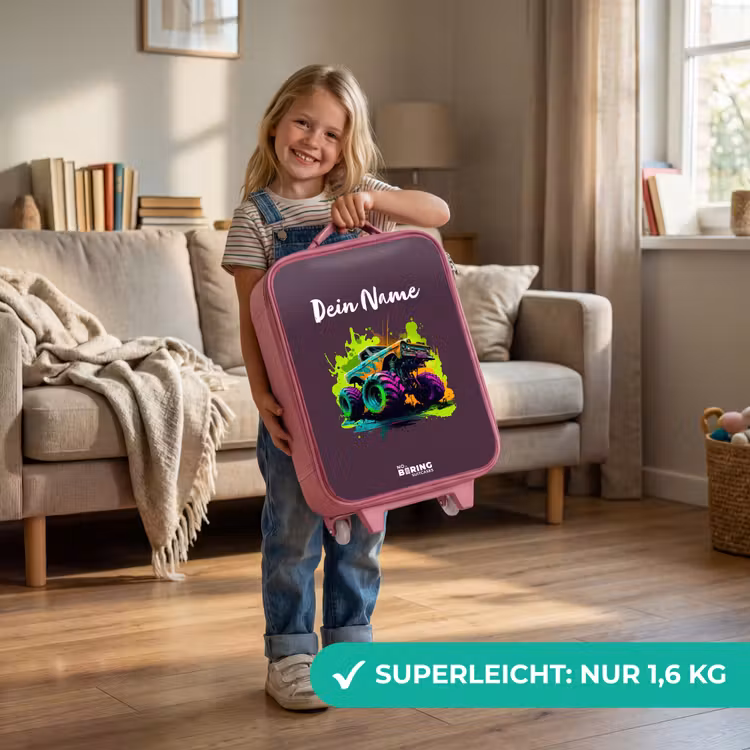 Kinderkoffer Rosa - Neon-Räder — 3