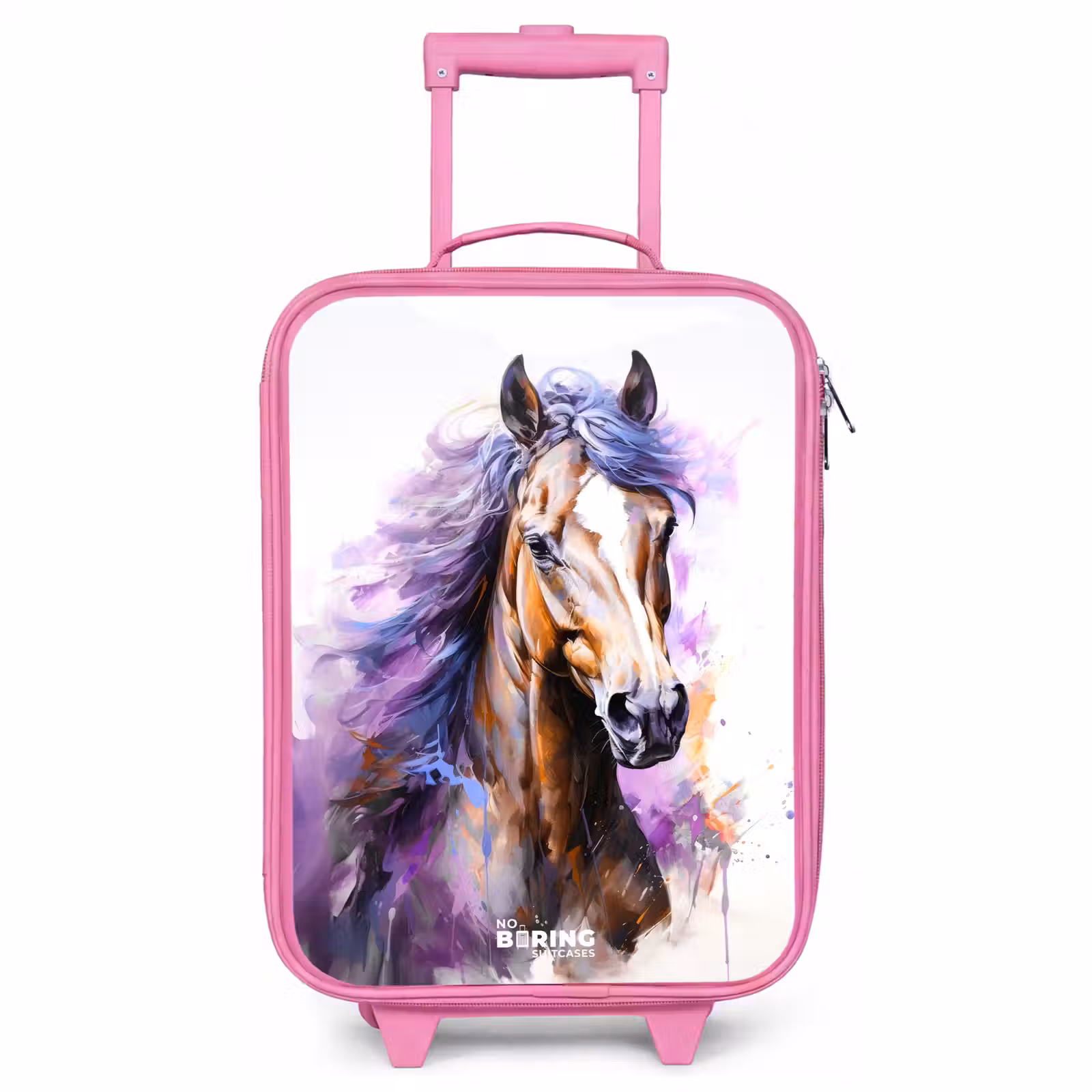 Kinderkoffer Rosa - Aquarell Pferd mit lila Mähne — 1