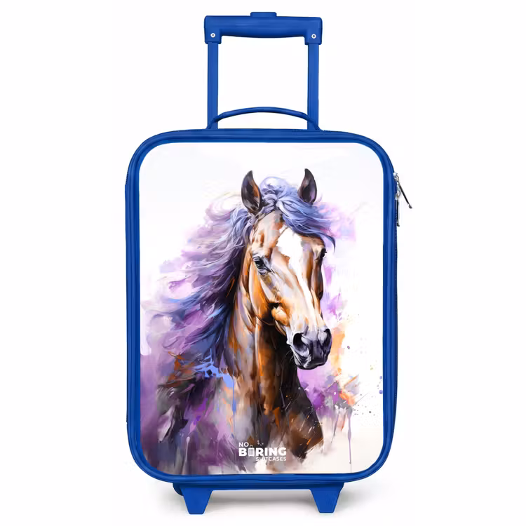 Kinderkoffer Blau - Aquarell Pferd mit lila Mähne — 1