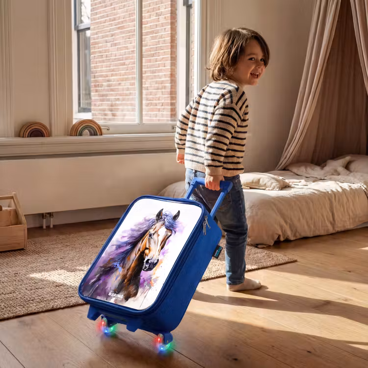 Kinderkoffer Blau - Aquarell Pferd mit lila Mähne — 2