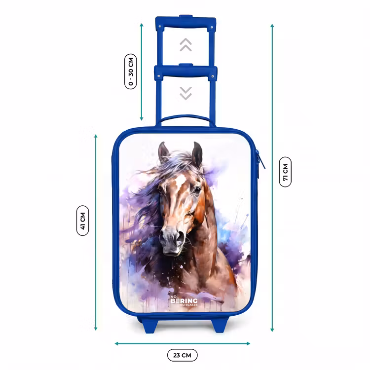Kinderkoffer Blau - Aquarelliertes Pferd mit bunten Spritzern — 7