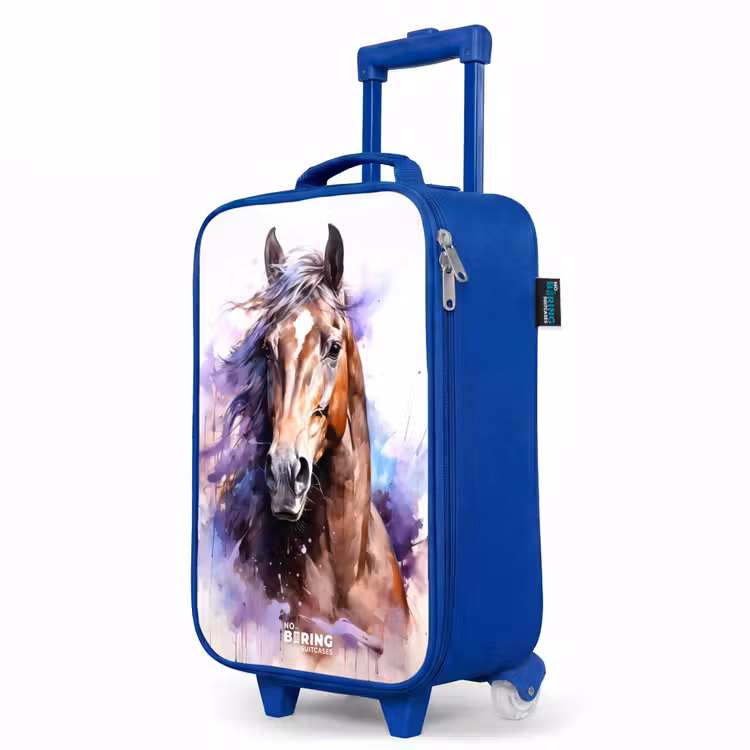 Kinderkoffer Blau - Aquarelliertes Pferd mit bunten Spritzern — 8