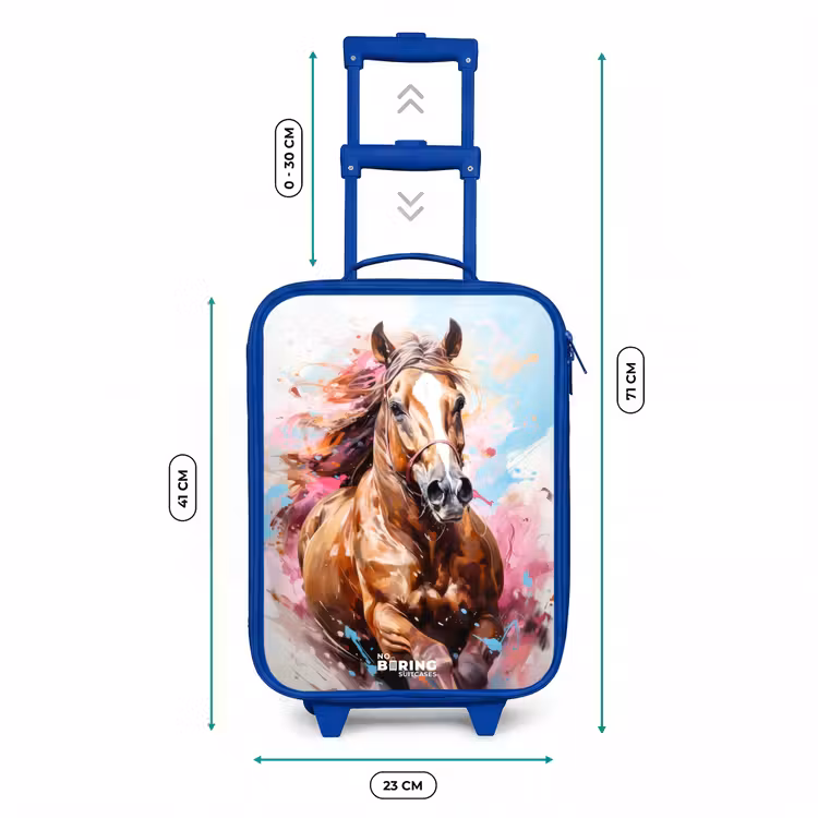 Kinderkoffer Blau - Galoppierendes Pferd mit buntem Hintergrund — 7