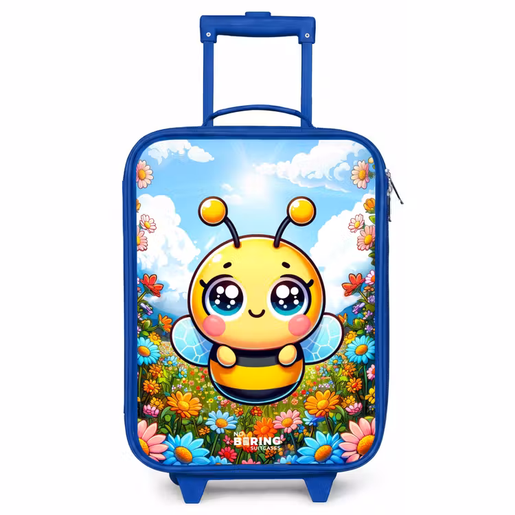 Kinderkoffer Blau - Niedliche Biene zwischen Blumen — 1