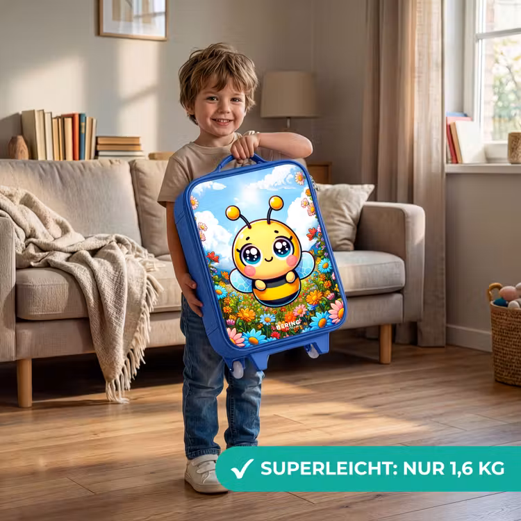 Kinderkoffer Blau - Niedliche Biene zwischen Blumen — 3