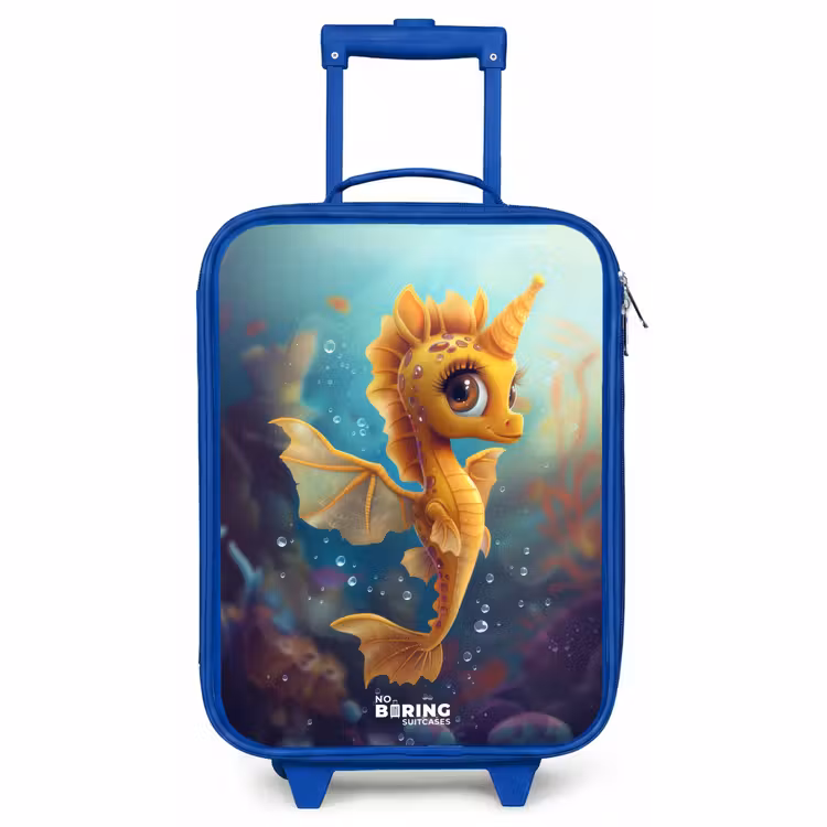 Kinderkoffer Blau - Oranges Seepferdchen im Wasser — 1