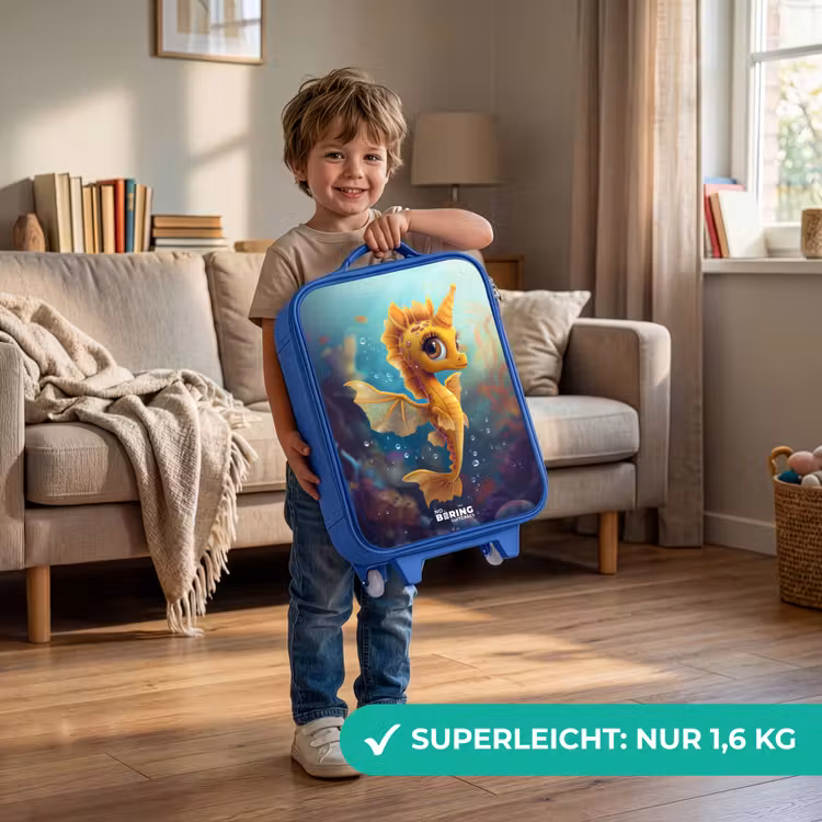 Kinderkoffer Blau - Oranges Seepferdchen im Wasser — 3
