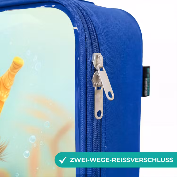 Kinderkoffer Blau - Oranges Seepferdchen im Wasser — 5