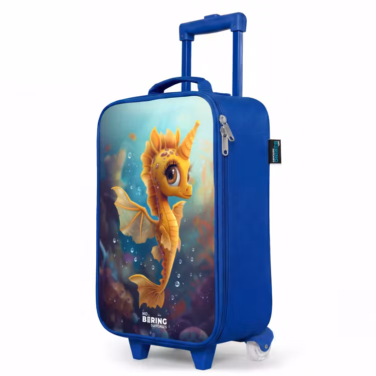 Kinderkoffer Blau - Oranges Seepferdchen im Wasser — 8