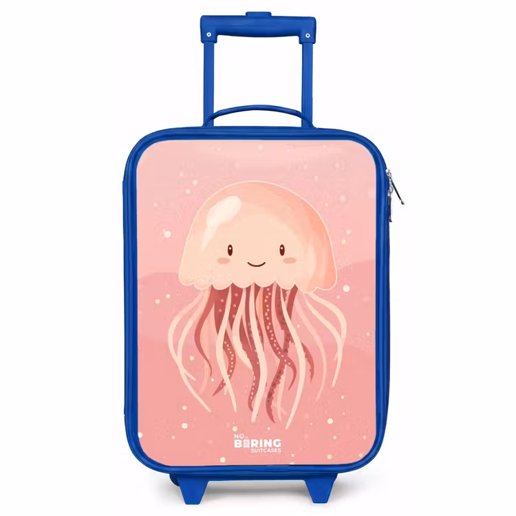 Kinderkoffer Blau - Rosa Qualle mit Gesicht — 1