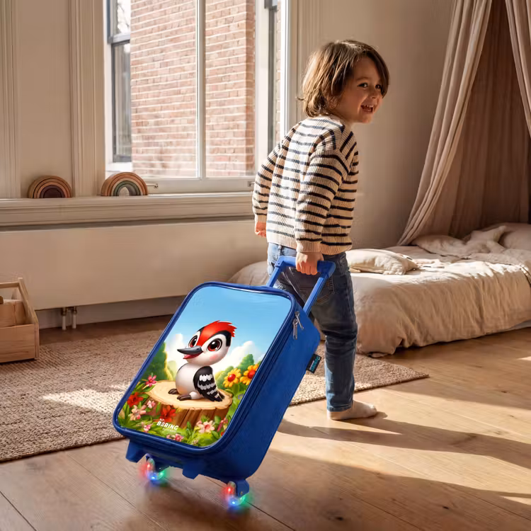 Kinderkoffer Blau - Specht auf einem Baumstumpf — 2