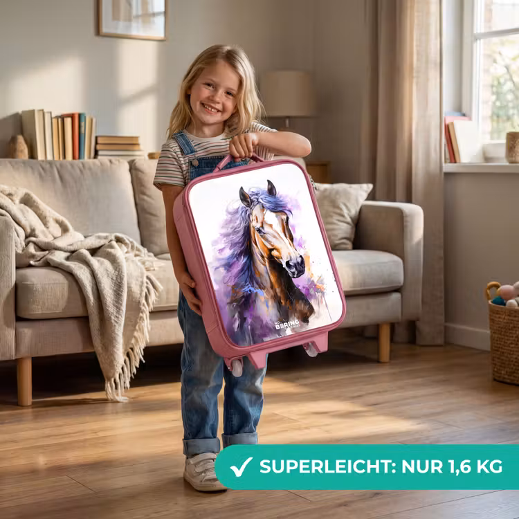 Kinderkoffer Rosa - Aquarell Pferd mit lila Mähne — 3