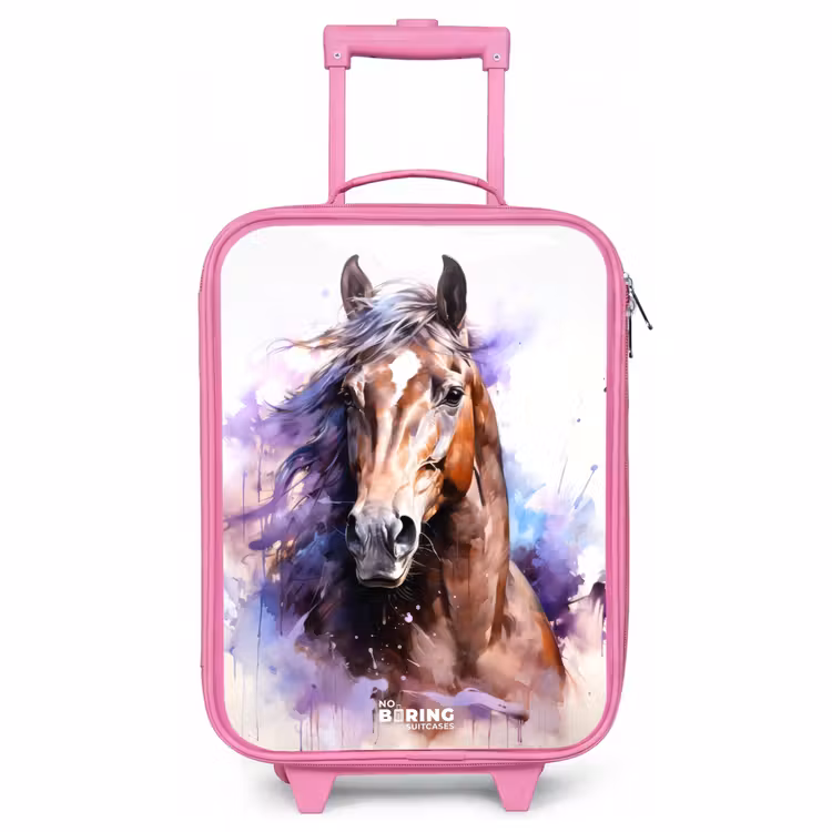 Kinderkoffer Rosa - Aquarelliertes Pferd mit bunten Spritzern — 1