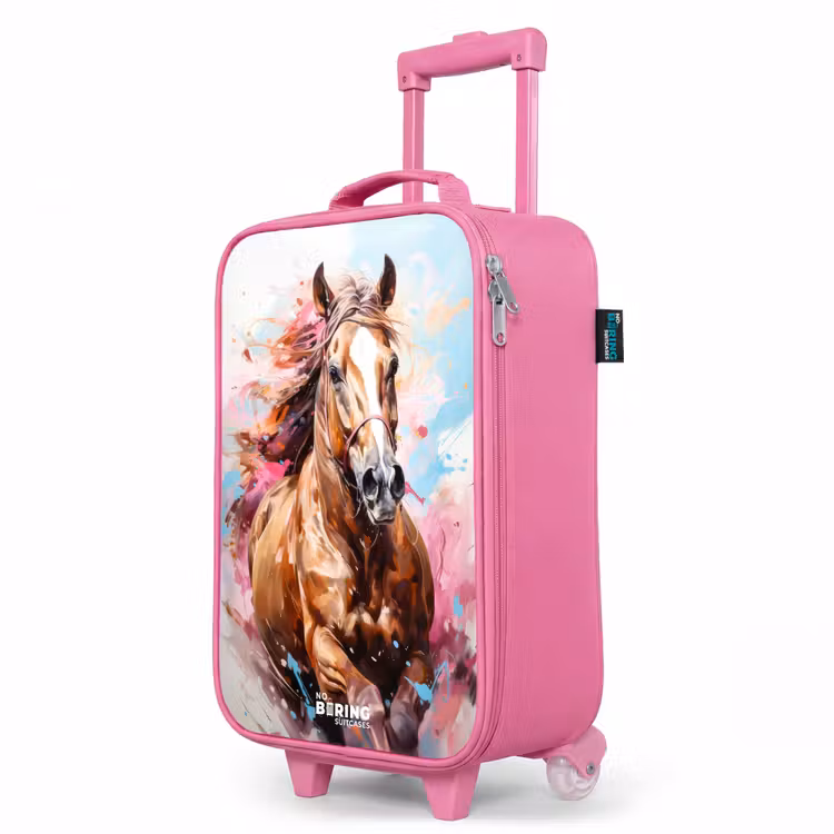 Kinderkoffer Rosa - Galoppierendes Pferd mit buntem Hintergrund — 8