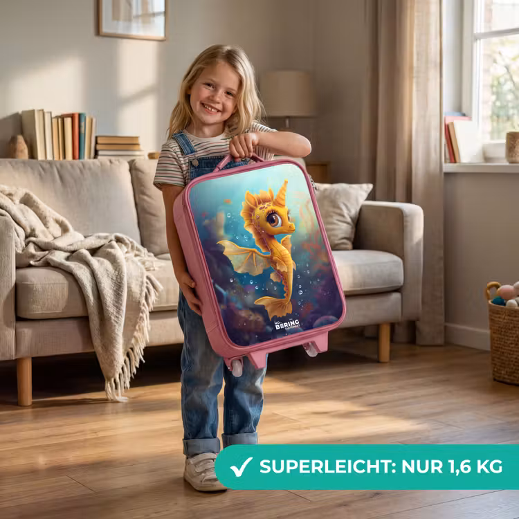 Kinderkoffer Rosa - Oranges Seepferdchen im Wasser — 3