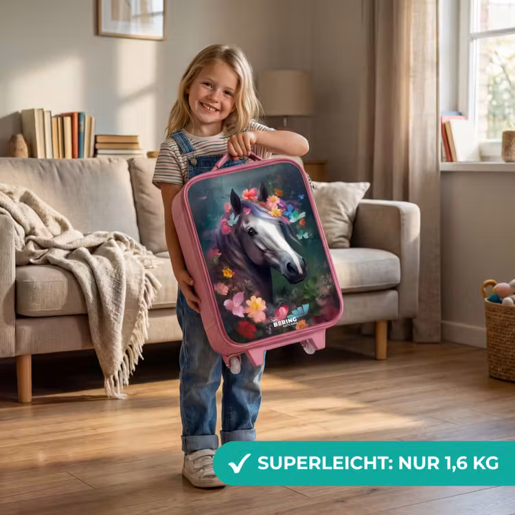 Kinderkoffer Rosa - Pferd in bunten Blumen — 3