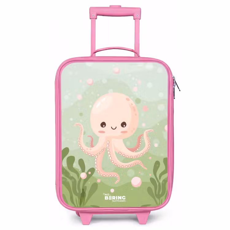 Kinderkoffer Rosa - Rosa Oktopus mit Lächeln — 1