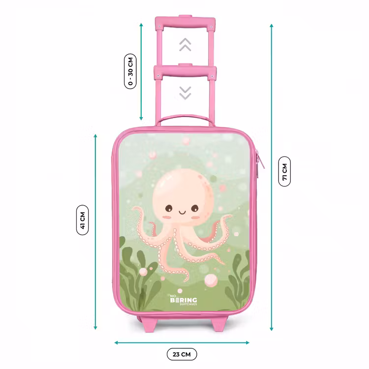 Kinderkoffer Rosa - Rosa Oktopus mit Lächeln — 7