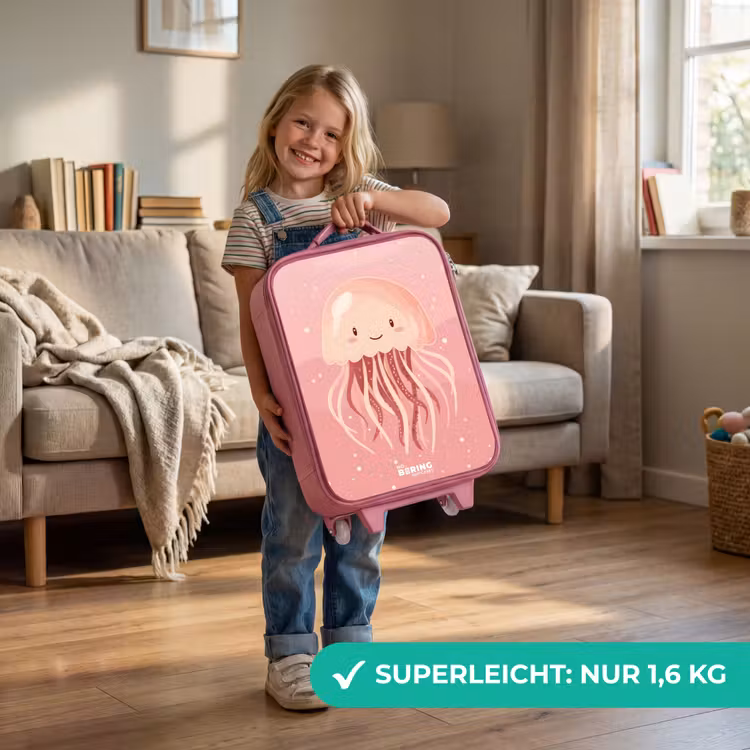 Kinderkoffer Rosa - Rosa Qualle mit Gesicht — 3