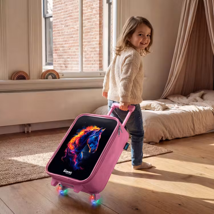 Kinderkoffer Rosa - Seitenansicht eines Pferdes mit einer feurigen Mähne — 2