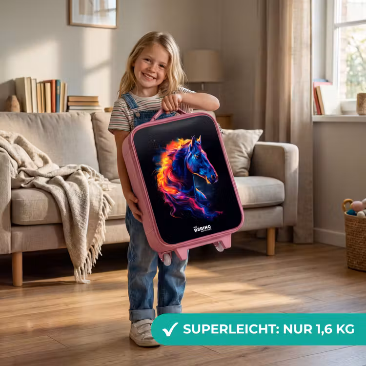 Kinderkoffer Rosa - Seitenansicht eines Pferdes mit einer feurigen Mähne — 3
