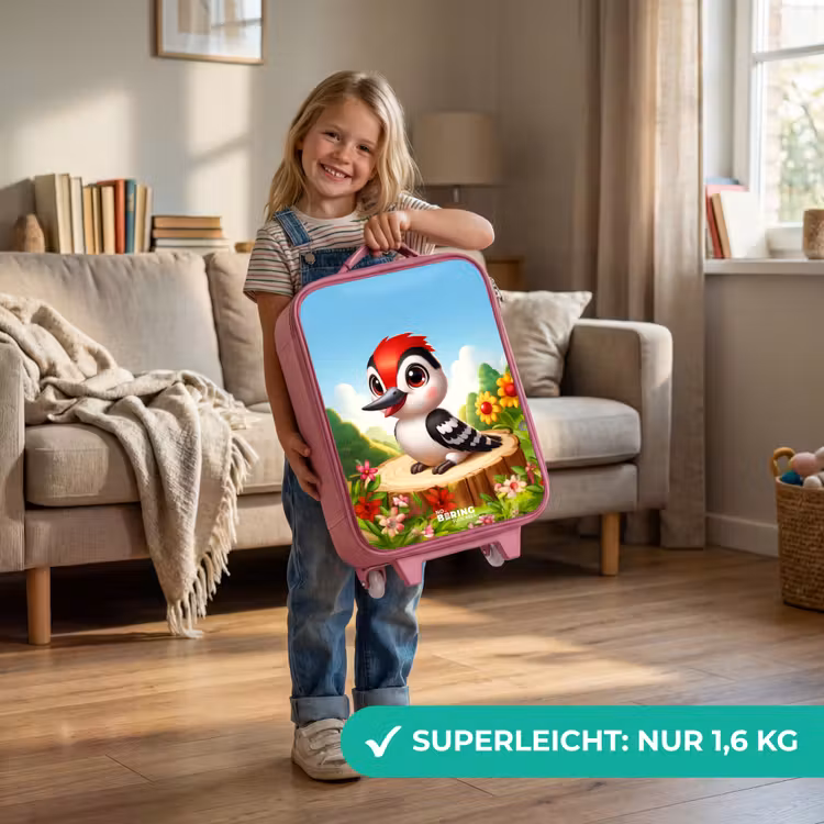 Kinderkoffer Rosa - Specht auf einem Baumstumpf — 3