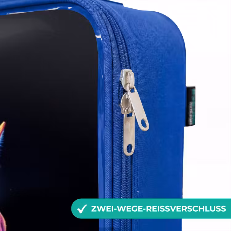 Kinderkoffer Blau - Seitenansicht eines Pferdes mit einer feurigen Mähne — 5