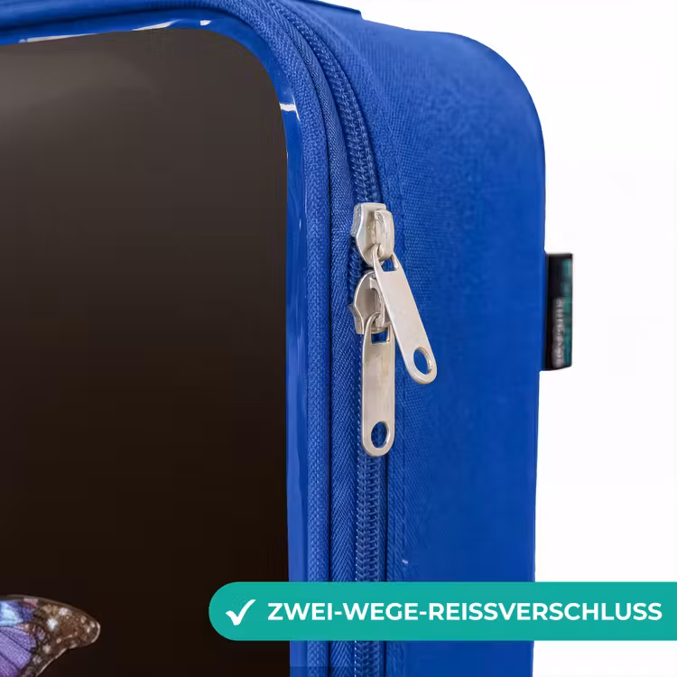 Kinderkoffer Blau - Weißer Pferdekopf inmitten einer bunten Blumengirlande — 5