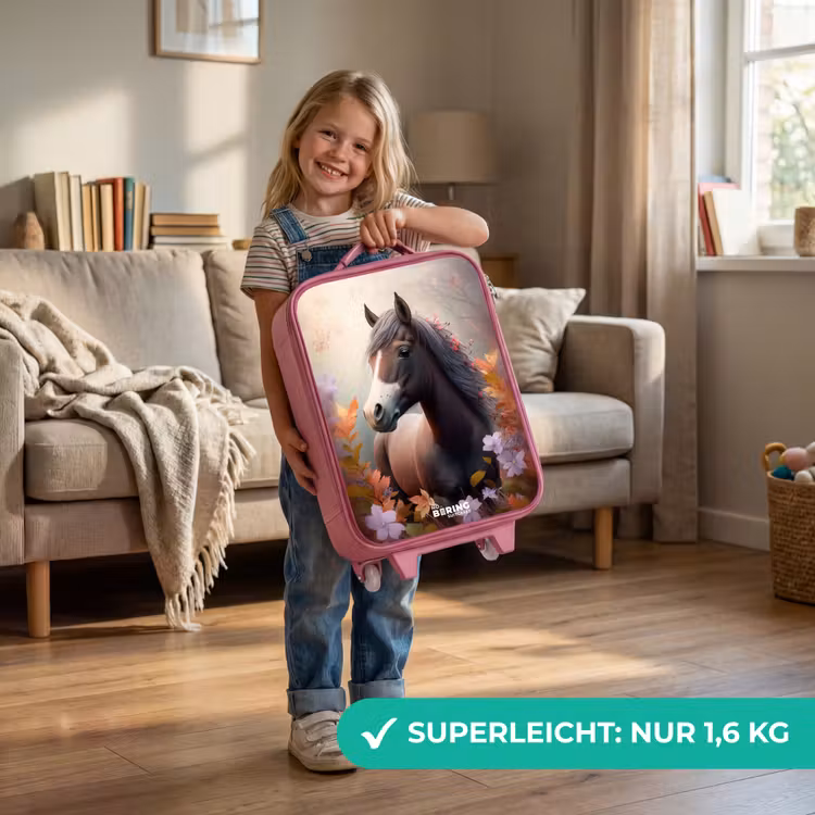 Kinderkoffer Rosa - Braunes Pferd im Herbst — 3