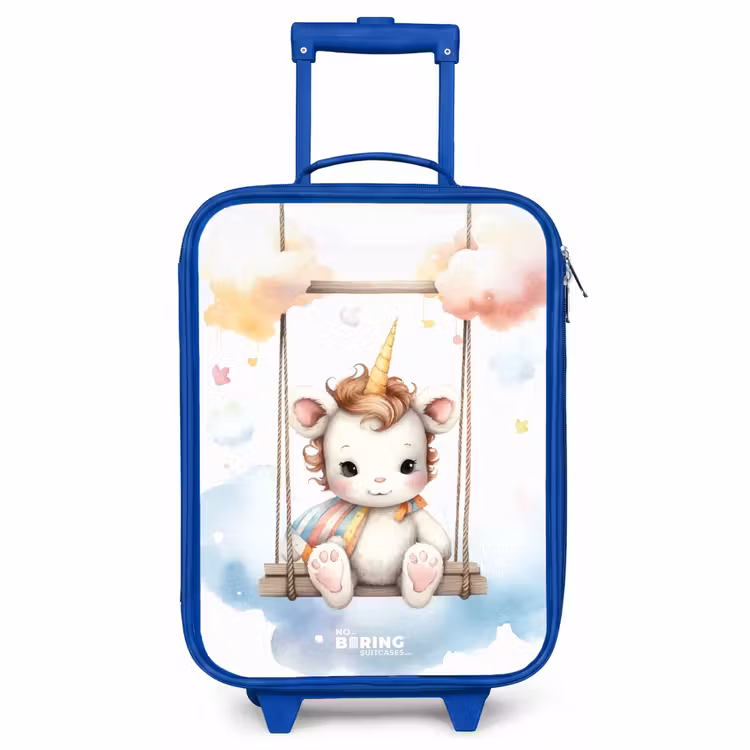 Kinderkoffer Blau - Schaukelndes Baby-Einhorn — 1