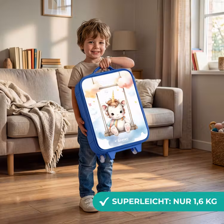 Kinderkoffer Blau - Schaukelndes Baby-Einhorn — 3
