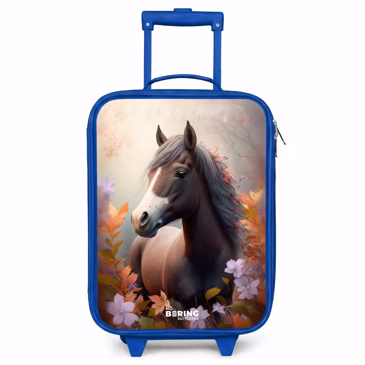 Kinderkoffer Blau - Braunes Pferd im Herbst — 1