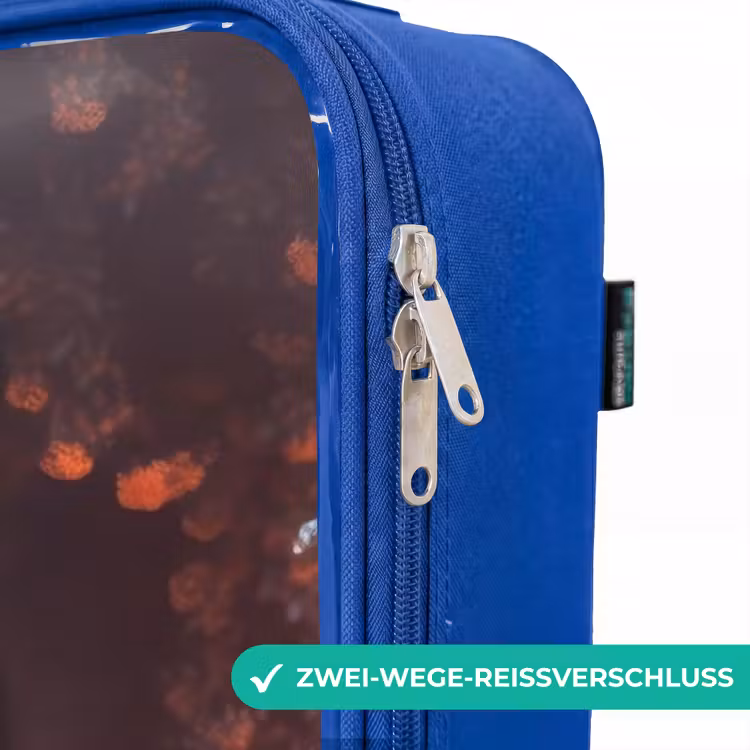 Kinderkoffer Blau - Goldbraunes Pferd zwischen Blumen — 5