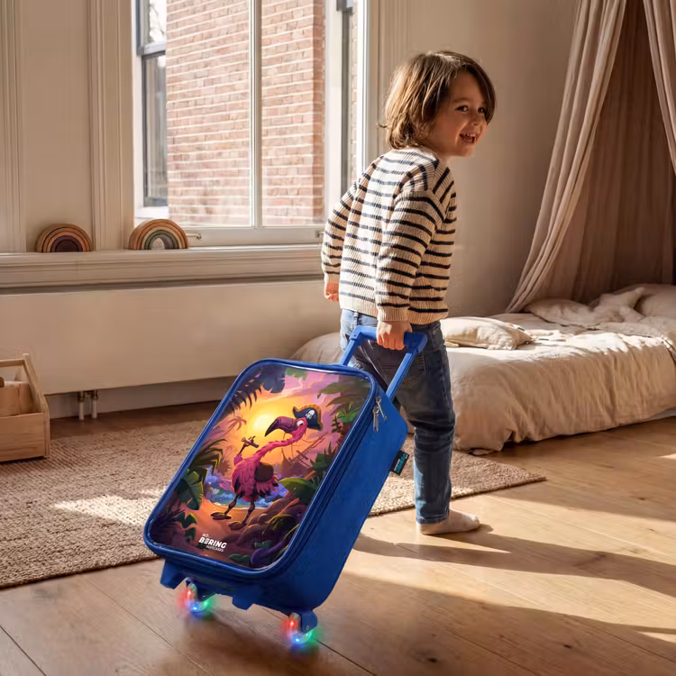 Kinderkoffer Blau - Piratenflamingo auf einem tropischen Pfad — 2