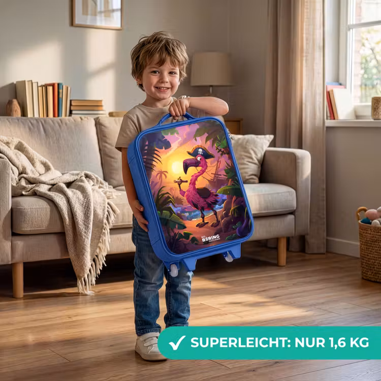 Kinderkoffer Blau - Piratenflamingo auf einem tropischen Pfad — 3