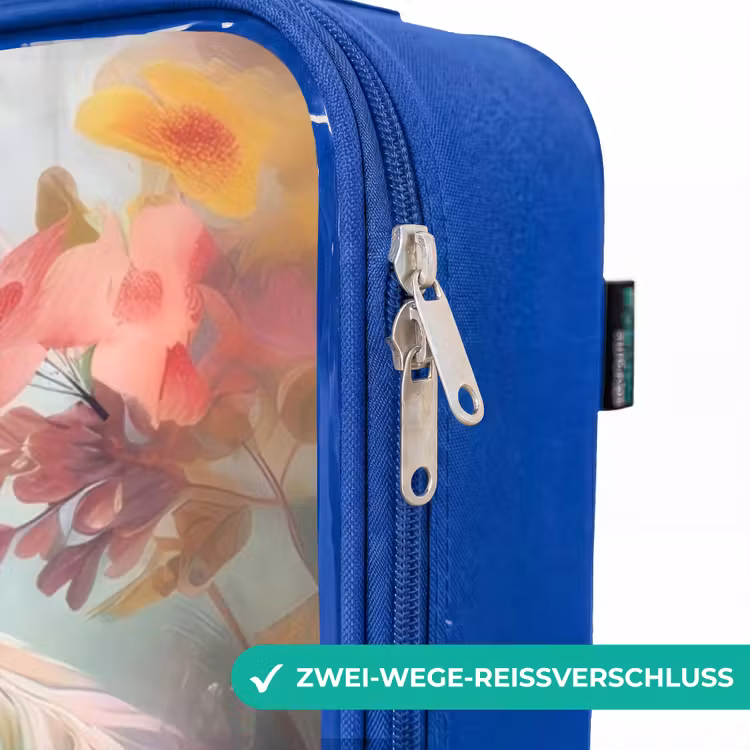 Kinderkoffer Blau - Weißes Pferd umgeben von Blumen — 5
