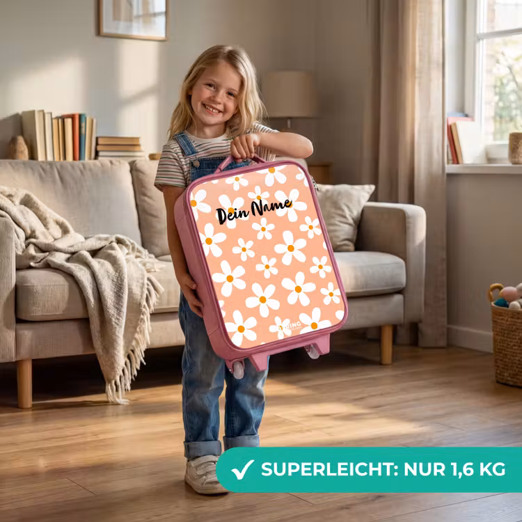 Kinderkoffer Rosa - Gänseblümchen Manie Pfirsich — 3