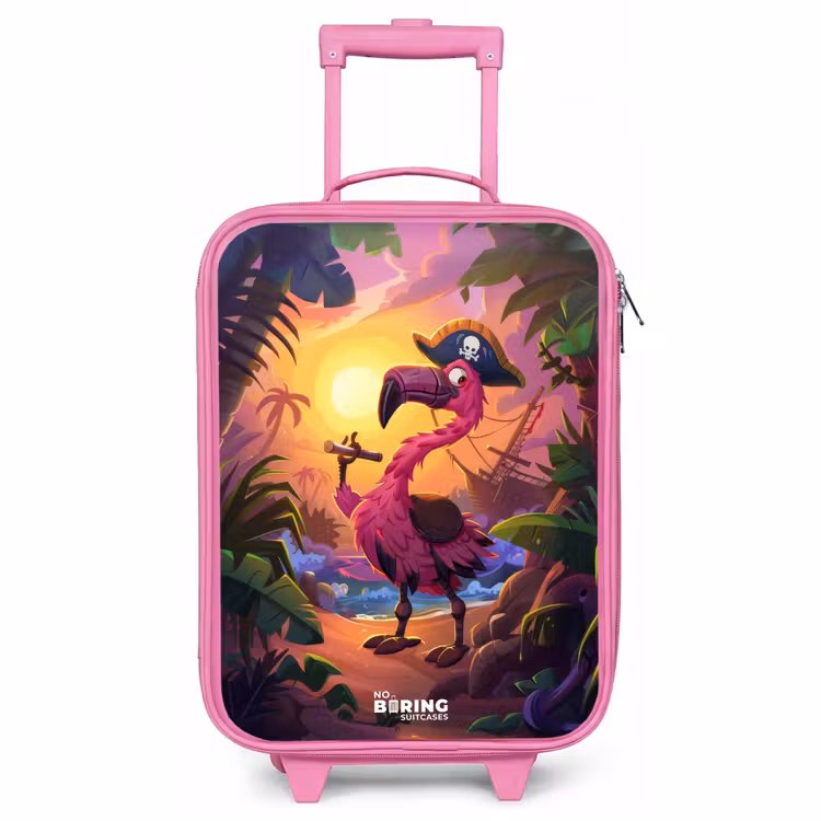 Kinderkoffer Rosa - Piratenflamingo auf einem tropischen Pfad — 1
