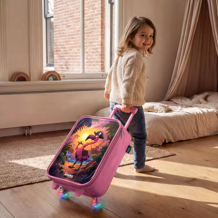 Kinderkoffer Rosa - Piratenflamingo auf einem tropischen Pfad — 2